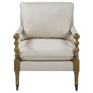 Accent Chair With Turned Legs - Beige