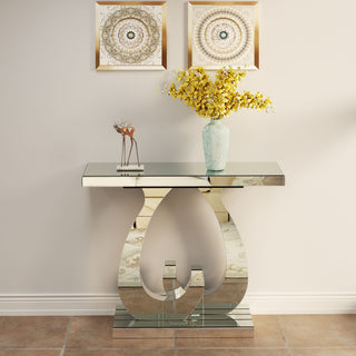 Double C - Base Rectangular Sofa Table For Living Room - Silver