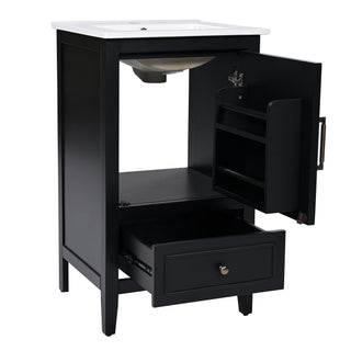 Modern Bathroom Vanity With Sink, Cabinet Storage, Drawer & Adjustable Feet