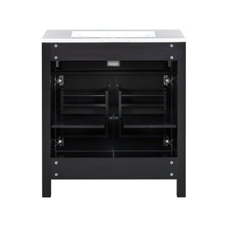 Bathroom Vanity With Ceramic Sink, Modern Single Bathroom Cabinet With 2 Doors And A Shelf, Soft Close Doors