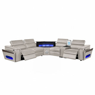 Nova - Sectional With Bluetooth Speaker, LED And Lifting Wine Cabinet