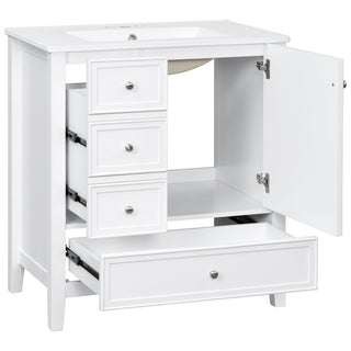 Modern Bathroom Vanity With Sink, 1 Cabinet & 3 Drawers