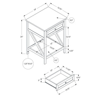Accent End Table, 2 Tier, Storage Drawer, Transitional Style