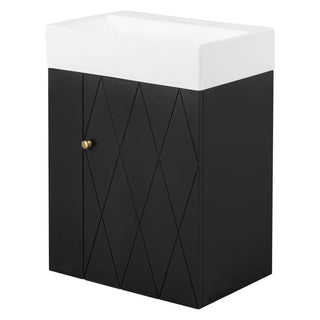 Modern Bathroom Vanity With Sink, Diamond Pattern Doors