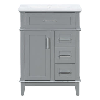 Modern Bathroom Vanity With Sink, Flip Drawer & 3 Drawers, Soft Close Hinges, Adjustable Shelf