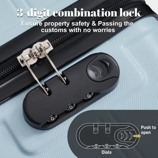 6 Piece Lightweight Hardshell Luggage Set With Double Spinner Wheels, Password Lock