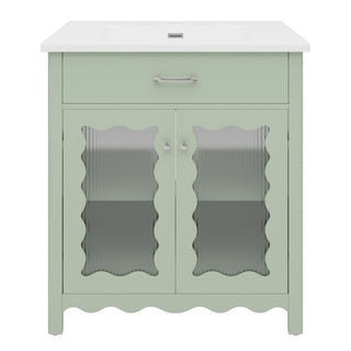 Modern Bathroom Vanity With Tempered Glass Doors