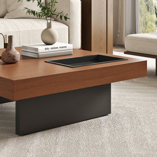 Square Floating Coffee Table For Living Room - Dark Walnut