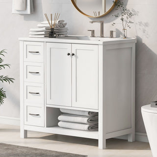 Modern Bathroom Vanity With Sink Top, 2 Doors And 2 Drawers