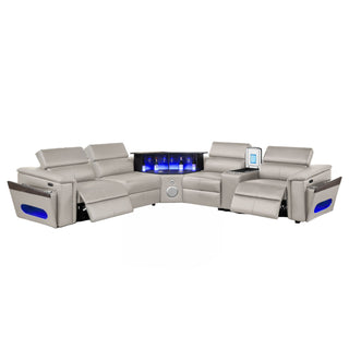 Nova - Sectional With Bluetooth Speaker, LED And Lifting Wine Cabinet