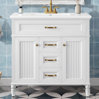 Modern Freestanding Bathroom Vanity With Sink, Cabinet, Soft-Close Drawers, Tip-Out Tray