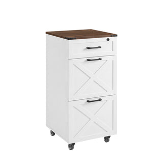 3 Drawer File Cabinet With Wheels, Vertical Rolling Storage For Letter / A4, Printer Stand & Mobile Organizer For Home Office - White