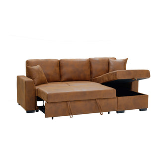 Upholstered Sectional With Pull-Out Bed And Chaise Storage