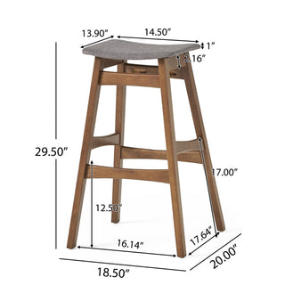 Mid Century Modern Bar Stool Set With Upholstered Seating