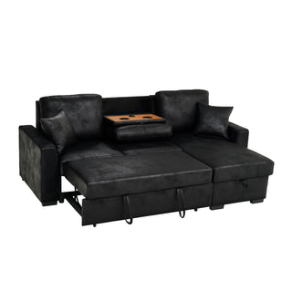 Upholstered Sectional With Pull-Out Bed And Chaise Storage