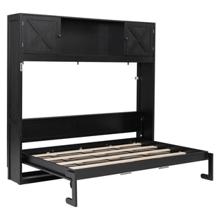 Rustic Casual Murphy Bed With Storage Cabinets