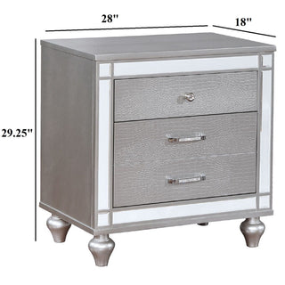 Contemporary Nightstand With Crocodile Textured Trim