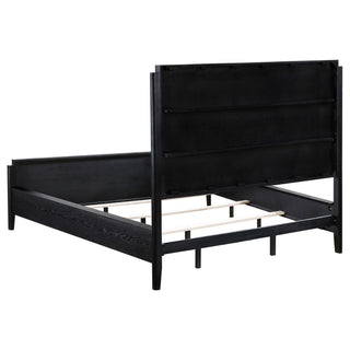 California King 5 Piece Bedroom Set With Fluted Detailing - Black