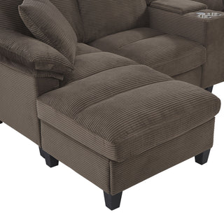 Modern U-Shaped Sectional Sofa With Storage Ottomans