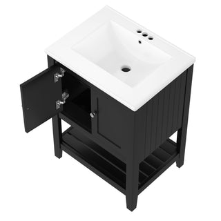 Modern Bathroom Vanity With Sink And Open Shelf