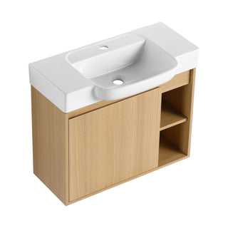 Wall Mounted Bathroom Vanity With Sink & Soft Close Door