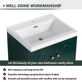 Contemporary Freestanding Bathroom Vanity With Resin Sink & Soft-Close Cabinet Doors