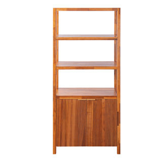 Modern Tall Storage Bookcase Cabinet With 2 Open Shelves & Double Doors