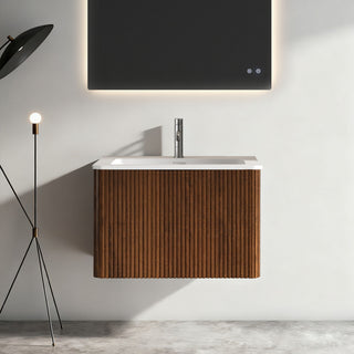 Etna - Striped Bathroom Vanity With Ceramic Sink, Wall Mounted Floating Bathroom Vanity For Modern Bathroom