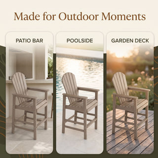 Bar Height Adirondack Chair With Cup Holder And Armrests