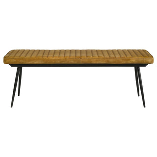 Tufted Cushion Side Bench With Tapered Legs - Brown