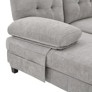 U-Shaped Sectional Sofa 103.5" Fabric Couch With Dual Chaise Lounges, Storage Pockets, Armrest Pillows