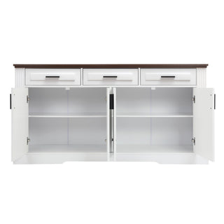 Fluted Sideboard Buffet Cabinet With 4 Doors And 3 Drawers