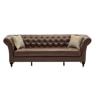 Chesterfield Sofa, 3 Seat Couch With Deep Button Tufted Back, Rolled Arms