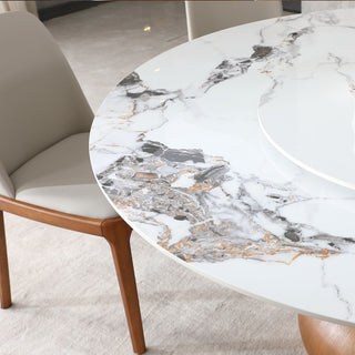 Dining Table, Round With Lazy Susan For Dining Room - Walnut / White