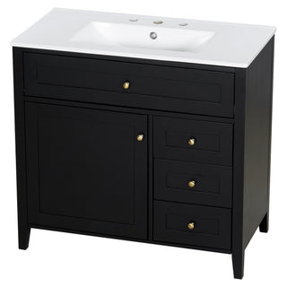 Bathroom Vanity With Sink, Cabinet With 3 Drawers And Adjustable Shelf