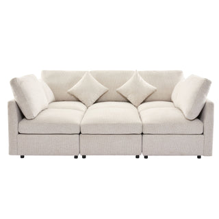 Sectional Sofa Modular U-Shaped With Ottoman & USB Ports