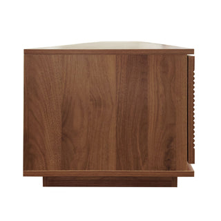 TV Stand, Entertainment Center With Fluted Door & Cable Management, Soft Closing Hinges - Walnut