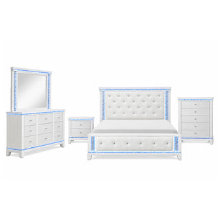 Adalid - 5 Pieces Bedroom Set With LED Lights And Glittered Detailing