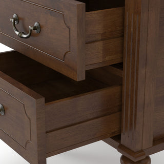 Fluted Nightstand With 2 Drawers, Bedside Table - Walnut