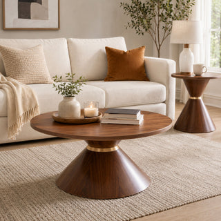 2 Piece Round Coffee Table Set For Living Room