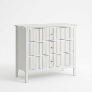 3 Drawer Nightstand, Wide With Soft Close Slides - White