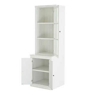Retro Style Hutch Cabinet With Glass Door, China Cabinet For Home