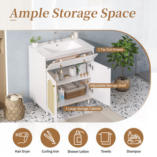 Modern Bathroom Vanity With Sink, Cabinet With Adjustable Shelf
