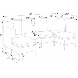 Upholstered Modular Sectional With Medium Firm Seat Cushion - Almond