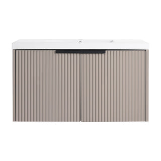 Contemporary Wall Mounted Bathroom Vanity With Resin Double Sink