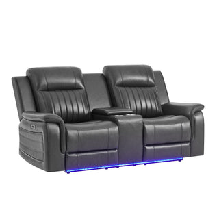 Ian - Power Reclining Sofa With LED Lighting, Surround Sound & Subwoofer - Charcoal