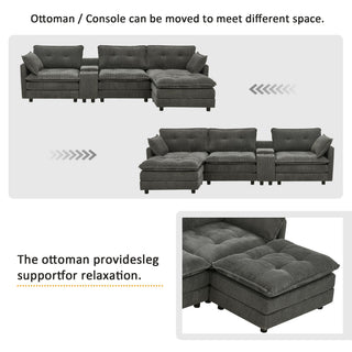 Oversized Modular Sectional Sofa With Multi Functional Console
