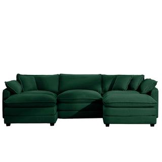 Modern Modular Cushion Sofa With Ottoman, Low Back, Deep Seating Sofa Set