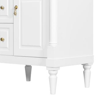 Freestanding Bathroom Vanity With Sink, Adjustable Shelf & Flip Drawer