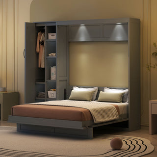 Murphy Wall Bed With Shelves, Wardrobe And LED Lights